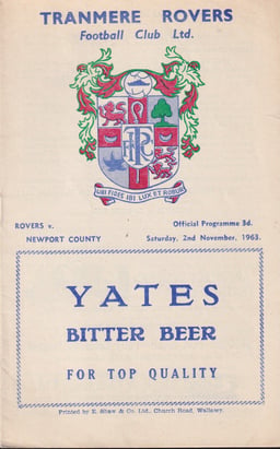 Tranmere Rovers v Newport County Match Programme 1963-11-02